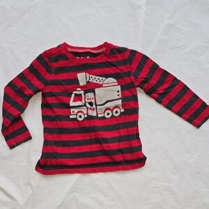 Jumping Beans Red and Black Striped Firetruck Long Sleeved Tee